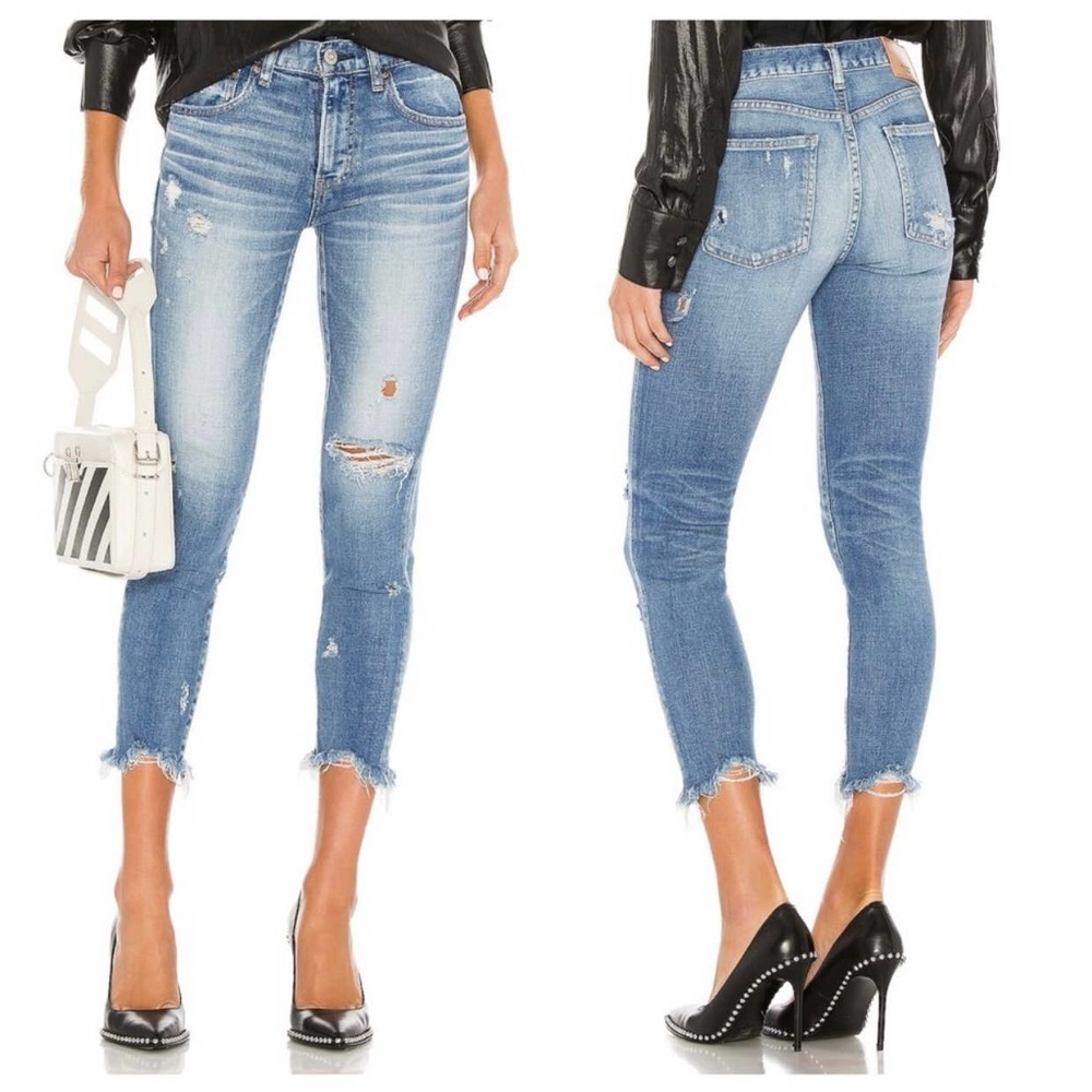 MOUSSY VINTAGE Jean Glendele Skinny Leg Blue Distressed Jeans Size 28 NEW
